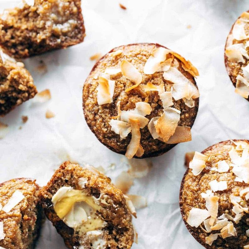 Toasted almonds on top of perfectly cooked muffins.