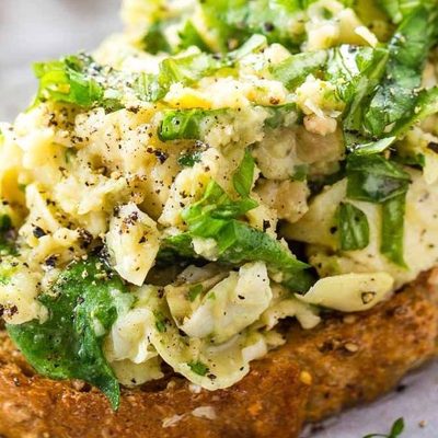 White Bean Artichoke Basil Toast.