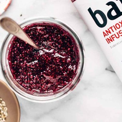 Triple Berry Refrigerator Jam in a jar.