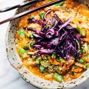 Bangkok Coconut Curry Noodle Bowl with chopsticks.