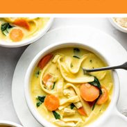 Creamy chicken noodle soup pin.