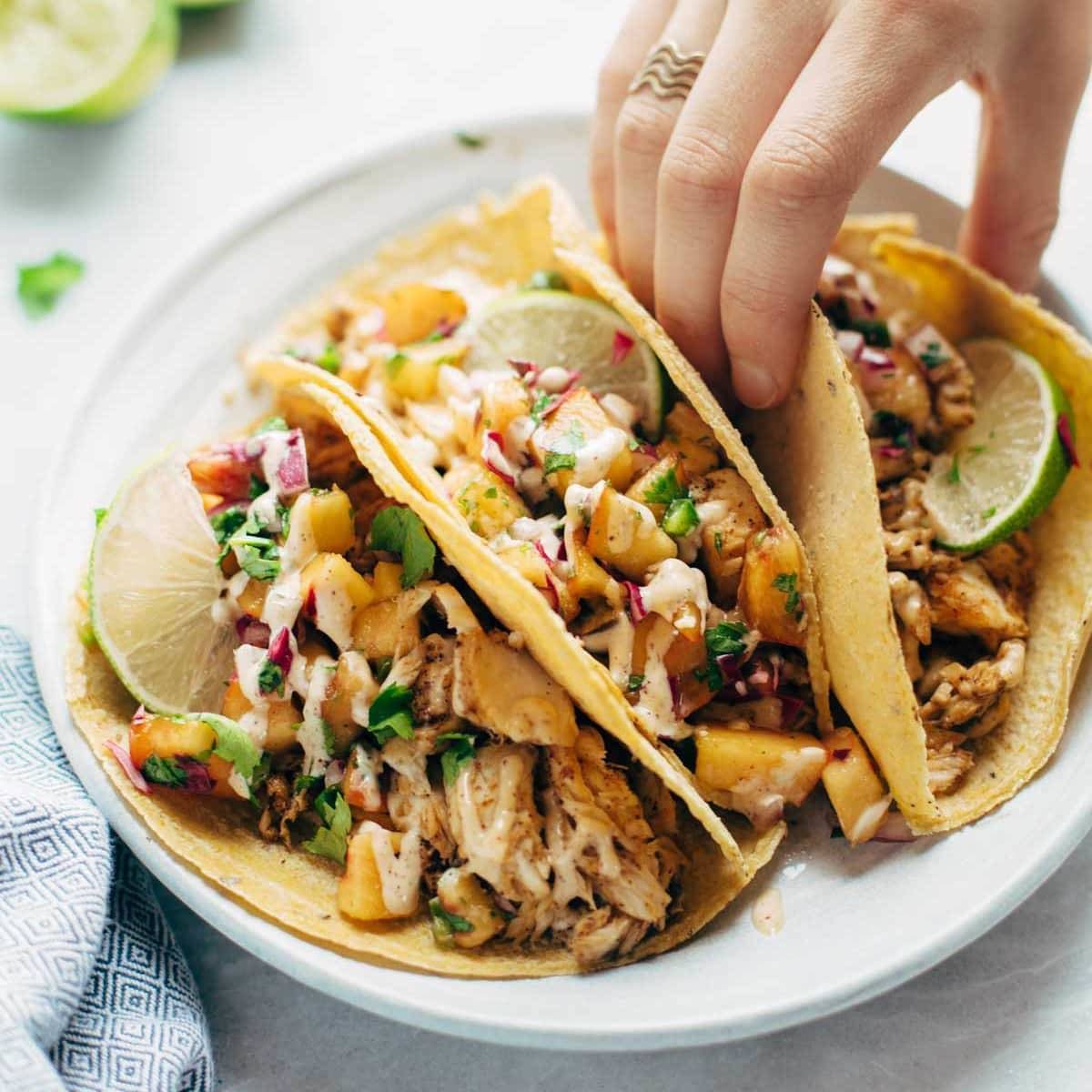 Fish tacos on a plate.