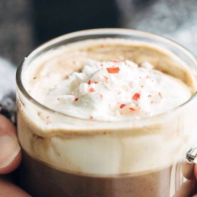 Peppermint Mocha held in hands.