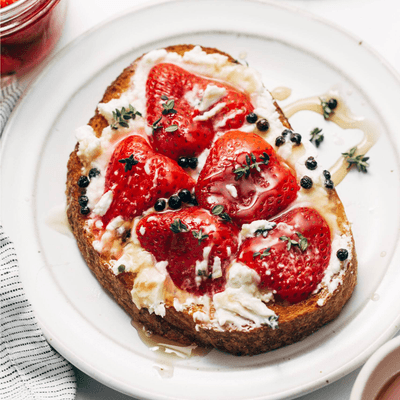 Pickled strawberries on toast.