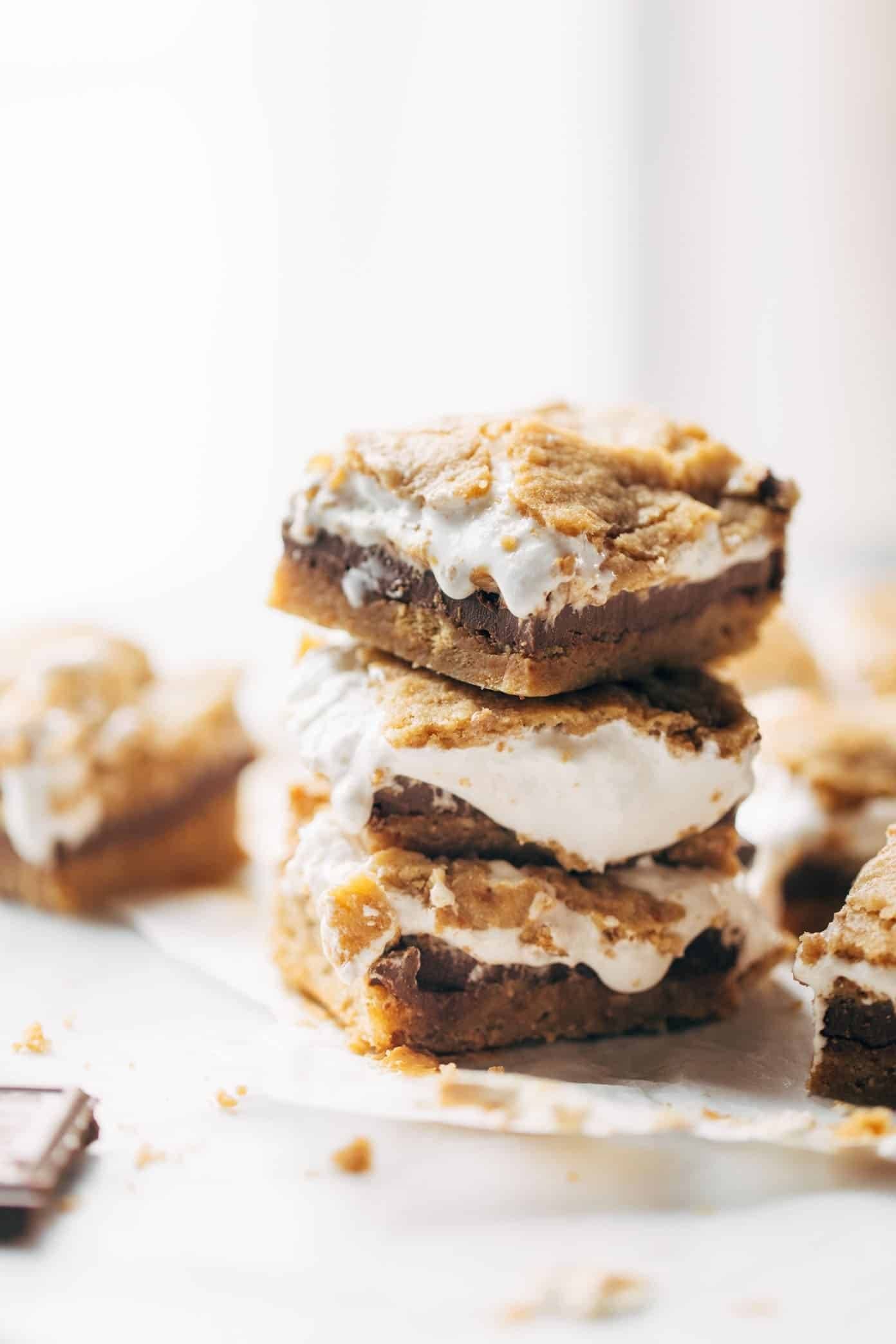 S'mores bars stacked.