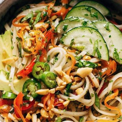 Spring Roll Bowl with a fork.