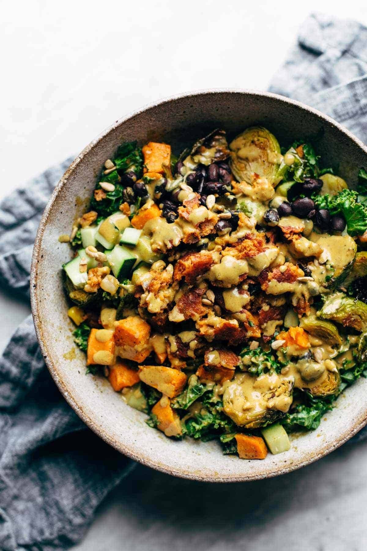 Kitchen Sink Sunflower Salad in a bow.