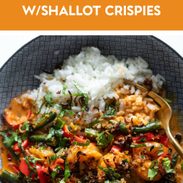 Thai shrimp curry in a bowl.