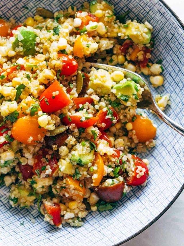 Corn, avocado, quinoa salad.